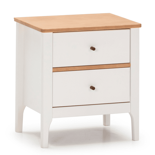 Mesa de cabeceira Luca 2 gavetas Branco, madeira maciça, 46 cm (L) 35 cm (P) 51 (A)