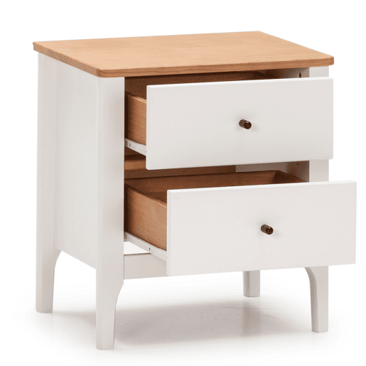 Mesa de cabeceira Luca 2 gavetas Branco, madeira maciça, 46 cm (L) 35 cm (P) 51 (A)