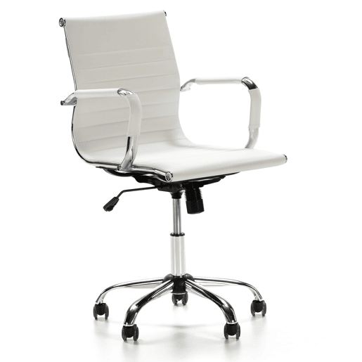 Croma Cadeirão de escritório reclinável branco, pele sintética, altura ajustável, design ergonómico