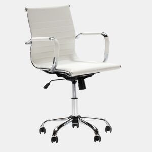 Croma Cadeirão de escritório reclinável branco, pele sintética, altura ajustável, design ergonómico