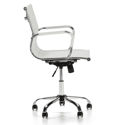 Croma Cadeirão de escritório reclinável branco, pele sintética, altura ajustável, design ergonómico