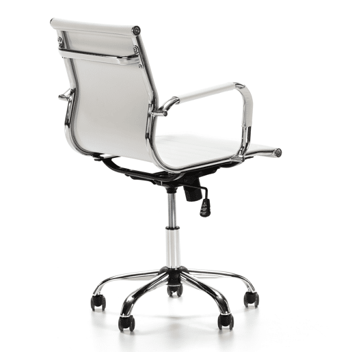 Croma Cadeirão de escritório reclinável branco, pele sintética, altura ajustável, design ergonómico