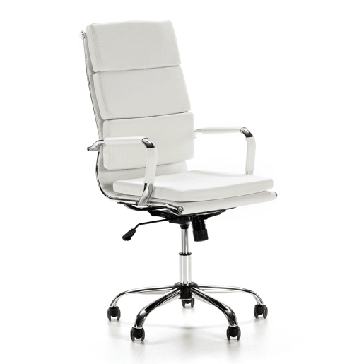 Cadeira de escritório reclinável Morgan Branco, em pele sintética, altura ajustável, design ergonómico