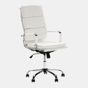 Cadeira de escritório reclinável Morgan Branco, em pele sintética, altura ajustável, design ergonómico