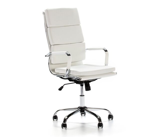 Sillón de oficina morgan reclinable blanco, piel sintética, altura ajustable, diseño ergonómico