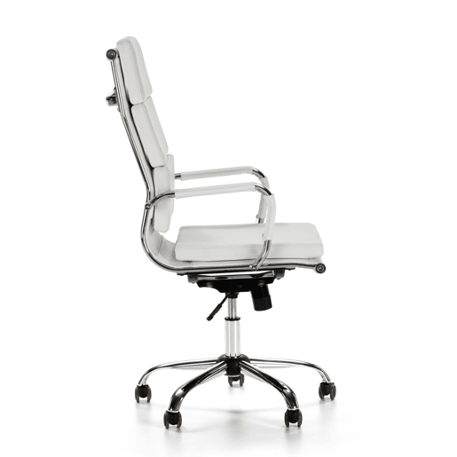 Cadeira de escritório reclinável Morgan Branco, em pele sintética, altura ajustável, design ergonómico