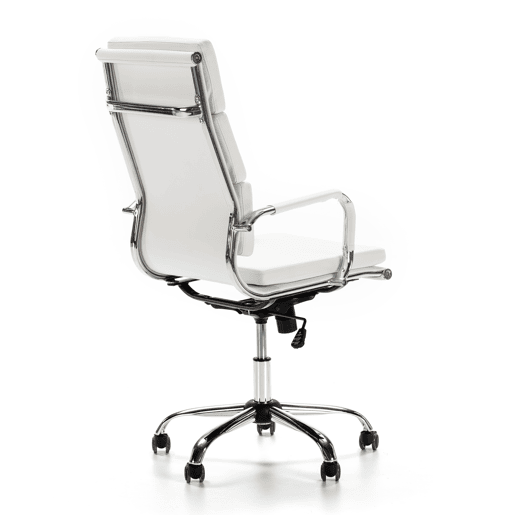 Cadeira de escritório reclinável Morgan Branco, em pele sintética, altura ajustável, design ergonómico