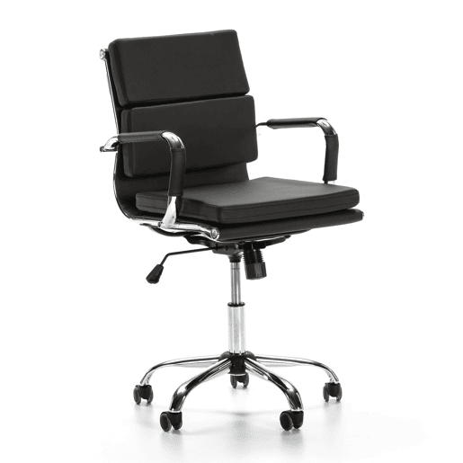 Cadeira de escritório reclinável Fenix Preta, em pele sintética, altura ajustável, design ergonómico