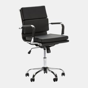 Cadeira de escritório reclinável Fenix Preta, em pele sintética, altura ajustável, design ergonómico
