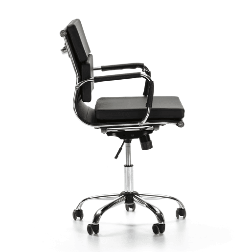 Cadeira de escritório reclinável Fenix Preta, em pele sintética, altura ajustável, design ergonómico