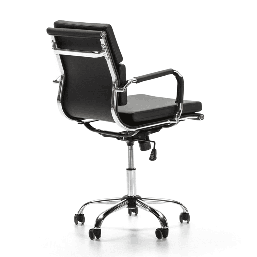 Cadeira de escritório reclinável Fenix Preta, em pele sintética, altura ajustável, design ergonómico