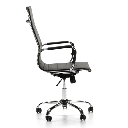 Cadeira de escritório reclinável London preta, em pele sintética, altura ajustável, design ergonómico