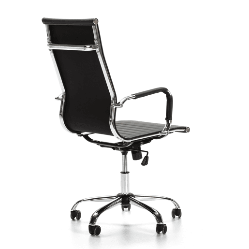 Cadeira de escritório reclinável London preta, em pele sintética, altura ajustável, design ergonómico