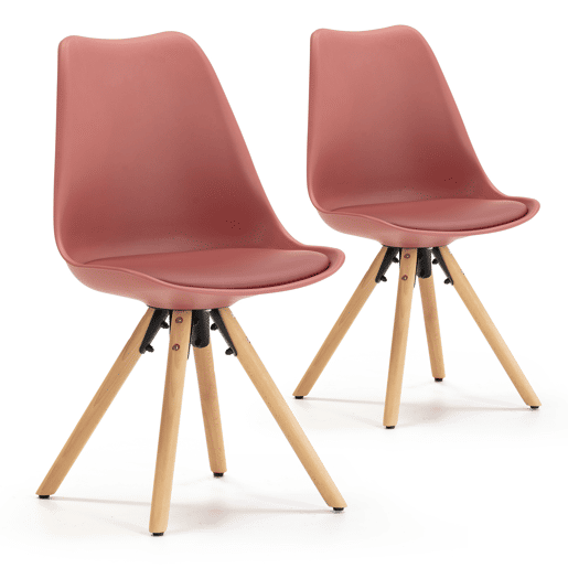 Conjunto de 2 cadeiras de jantar Jeff Nordic Style Red, certificado SGS, 54 x 49 x 84 cm