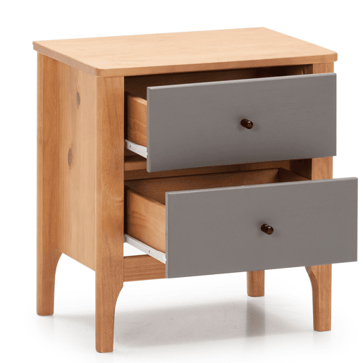 Mesa de cabeceira Luca 2 gavetas Carvalho, madeira maciça, 46 cm (L) 35 cm (P) 51 (A)