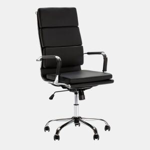 Cadeira de escritório Morgan Reclinável Morgan Preto, Couro Sintético, Altura Ajustável, Design Ergonómico