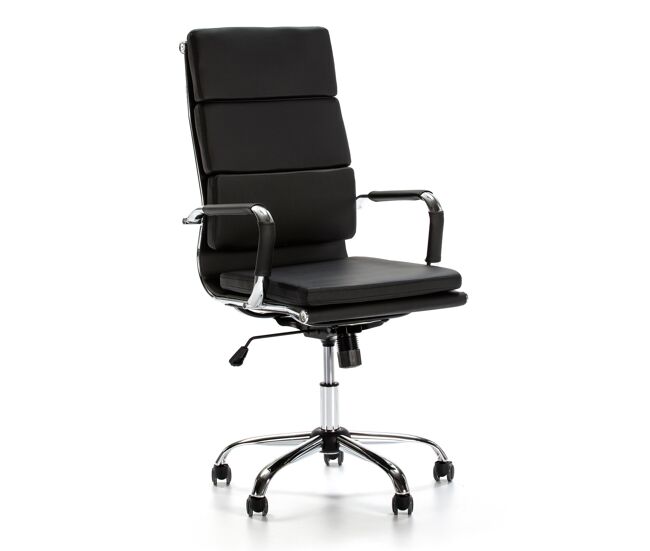 Sillón de oficina morgan reclinable negro, piel sintética, altura ajustable, diseño ergonómico