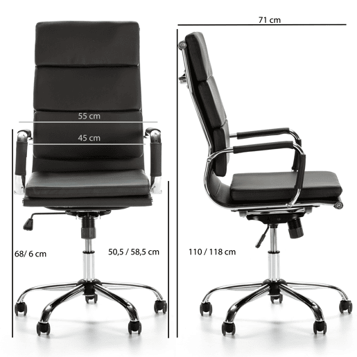 Cadeira de escritório Morgan Reclinável Morgan Preto, Couro Sintético, Altura Ajustável, Design Ergonómico