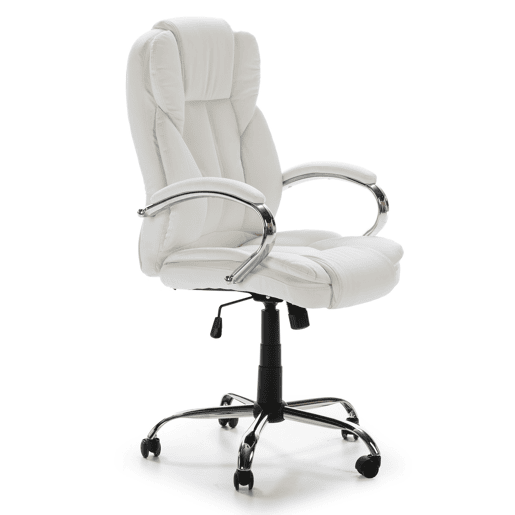 Cadeira de escritório Nixon Lift and Recliner estofada em pele sintética, branca
