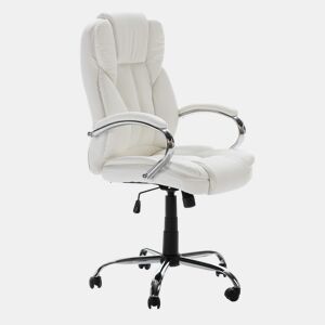 Cadeira de escritório Nixon Lift and Recliner estofada em pele sintética, branca