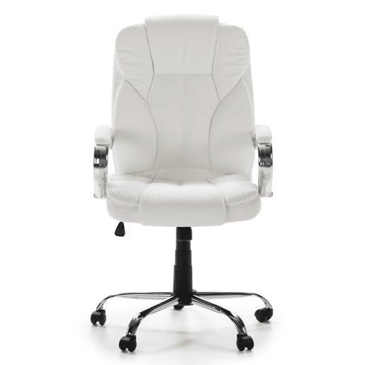Cadeira de escritório Nixon Lift and Recliner estofada em pele sintética, branca