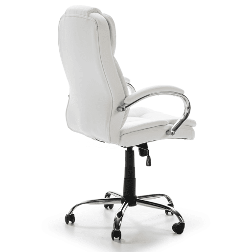 Cadeira de escritório Nixon Lift and Recliner estofada em pele sintética, branca
