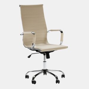 London Poltrona de escritório reclinável Taupe, Couro sintético, Altura ajustável, Design ergonómico