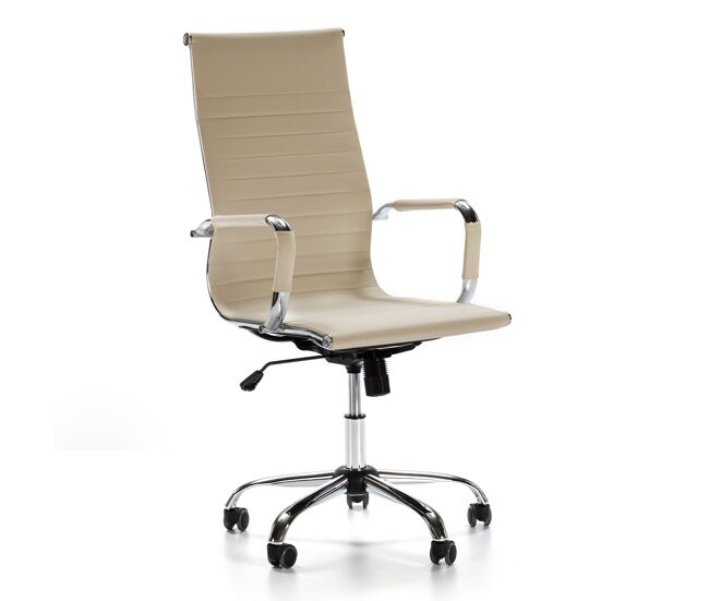 Sillón de oficina londres reclinable taupe, piel sintética, altura ajustable, diseño ergonómico
