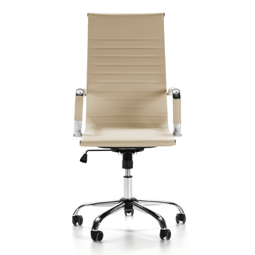 London Poltrona de escritório reclinável Taupe, Couro sintético, Altura ajustável, Design ergonómico