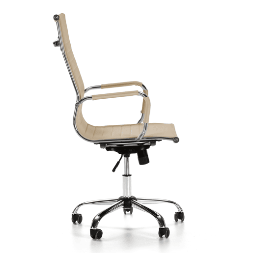 London Poltrona de escritório reclinável Taupe, Couro sintético, Altura ajustável, Design ergonómico