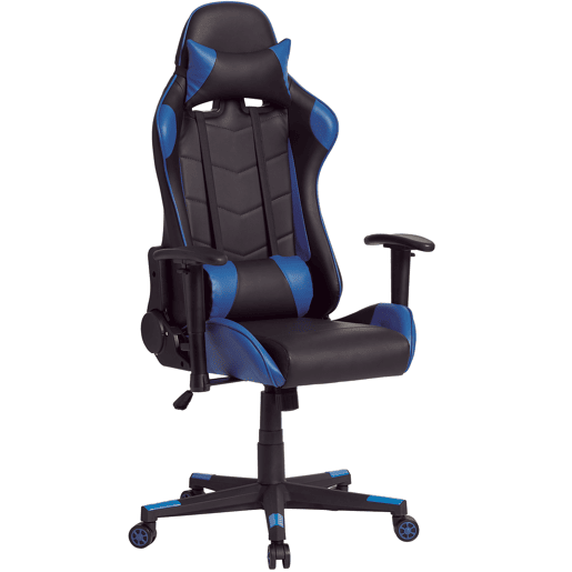 Cadeira de escritório profissional para jogos Azul, em pele sintética, ajustável em altura e inclinação