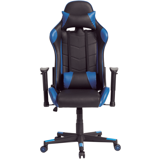 Cadeira de escritório profissional para jogos Azul, em pele sintética, ajustável em altura e inclinação