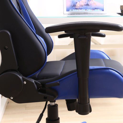 Cadeira de escritório profissional para jogos Azul, em pele sintética, ajustável em altura e inclinação