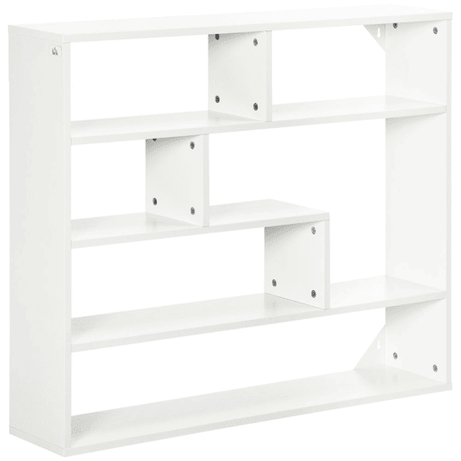 HOMCOM Estante de Parede de 4 Níveis com 7 Compartimentos Abertos para Sala de Estar Dormitório Escritório Estilo Moderno 94x19,5x80cm Branco
