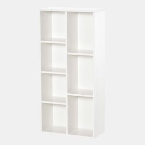 HOMCOM Estante para Livros Estante de Madeira com 7 Compartimentos de Armazenamento Plantas Arquivos para Sala de Estar Dormitório Escritório 50x24x106cm Branco