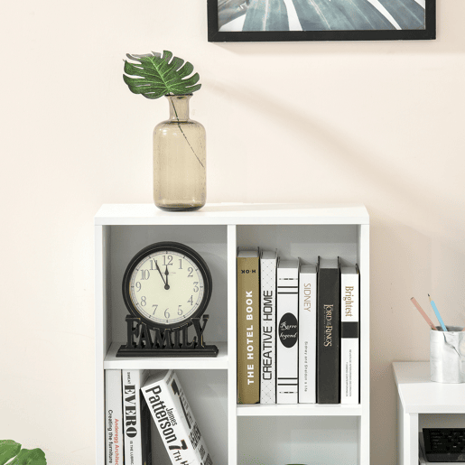 HOMCOM Estante para Livros Estante de Madeira com 7 Compartimentos de Armazenamento Plantas Arquivos para Sala de Estar Dormitório Escritório 50x24x106cm Branco
