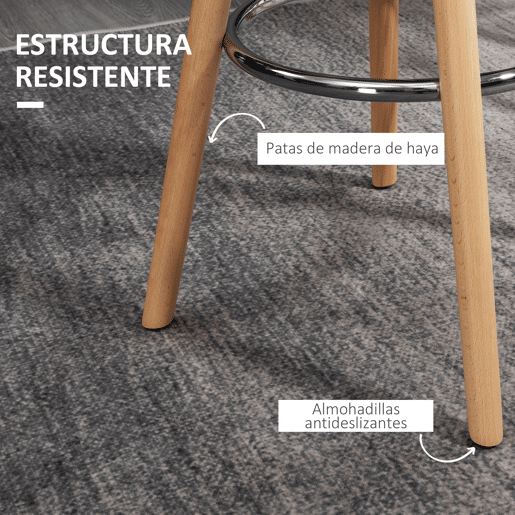 HOMCOM Conjunto de 2 Bancos de Bar Estofado em PU Bancos Altos de Cozinha com Assento de 69 cm e Pés de Madeira para Cozinha Sala de Jantar 38,5x42,5x91cm Branco