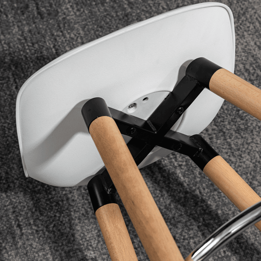 HOMCOM Conjunto de 2 Bancos de Bar Estofado em PU Bancos Altos de Cozinha com Assento de 69 cm e Pés de Madeira para Cozinha Sala de Jantar 38,5x42,5x91cm Branco