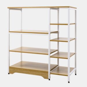 HOMCOM Estante Multiuso com 7 Prateleiras de Armazenamento para Utensílios Livros Plantas 90x40x95cm Madeira Natural