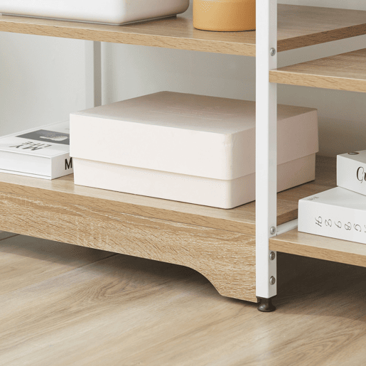 HOMCOM Estante Multiuso com 7 Prateleiras de Armazenamento para Utensílios Livros Plantas 90x40x95cm Madeira Natural