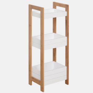 HOMCOM Móvel Auxiliar Banheiro com 3 Prateleiras Organizadoras de Bambu para 27,5x20,8x74 cm Cor Branco e Natural