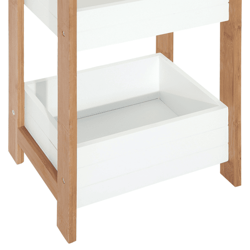 HOMCOM Móvel Auxiliar Banheiro com 3 Prateleiras Organizadoras de Bambu para 27,5x20,8x74 cm Cor Branco e Natural