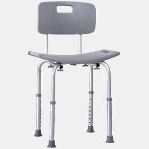 HOMCOM Cadeira para Duche Antiderrapante com Altura Ajustável em 8 Níveis Cadeira de Banho 50,6x43x71-88 cm Cinza