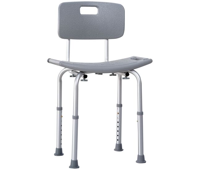 Homcom silla ducha personas mayores taburete de ducha silla para ducha con respaldo antideslizante altura regulable en 8 niveles carga 136 kg para