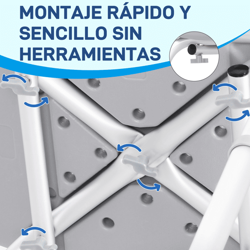 HOMCOM Cadeira para Duche Antiderrapante com Altura Ajustável em 8 Níveis Cadeira de Banho 50,6x43x71-88 cm Cinza