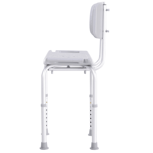 HOMCOM Cadeira para Duche Antiderrapante com Altura Ajustável em 8 Níveis Cadeira de Banho 50,6x43x71-88 cm Cinza