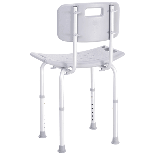HOMCOM Cadeira para Duche Antiderrapante com Altura Ajustável em 8 Níveis Cadeira de Banho 50,6x43x71-88 cm Cinza