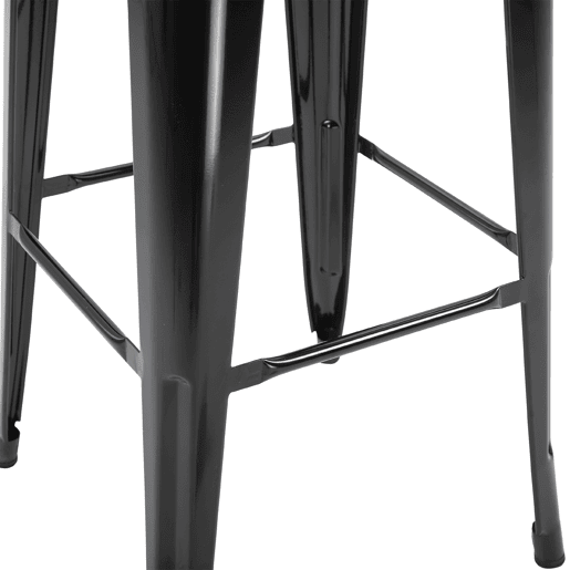 HOMCOM Conjunto de 4 Bancos de Bar Empilháveis Estilo Industrial com Apoios para Pés, Adequados para Interiores e Exteriores 43x43x76 cm Carga até 120 kg Cor Preto