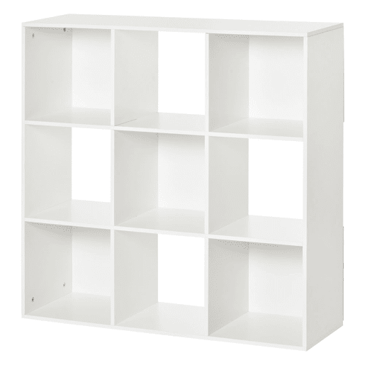 HOMCOM Estante para Livros de 3 Níveis Estante de Madeira com 9 Compartimentos Estante Modular 91,5x29,5x91,5 cm Branco
