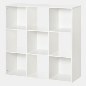 HOMCOM Estante para Livros de 3 Níveis Estante de Madeira com 9 Compartimentos Estante Modular 91,5x29,5x91,5 cm Branco